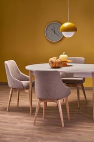Rozkladací jedálenský stôl Elaris 102-142x102 cm - kašmír / dub prírodný Stôl rozkladany Elaris 102-142x102 cm kašmír / prírodné 