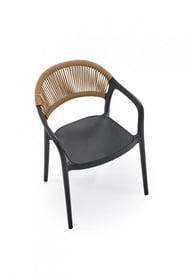 Rozkladací jedálenský set Elaris + 4 stoličky Torvi – dub artisan / čierne nožičky / čierne sedadlo / prírodné nožičky Stôl rozkladany Elaris z czterema krzeslami Torvi - Dub artisan / nožičky čierny / Čierny / prírodné