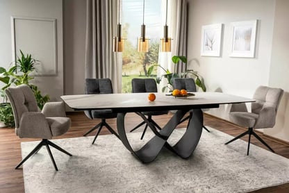 Rozkladací stôl Elunari 160-240x90 cm - prírodný mramor cloud / čierny mat Stôl rozkladany Elunari 160-240x90 cm - Biely mramor / Čierny mat