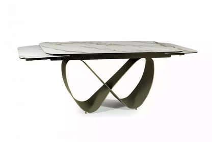 Rozkladací stôl Elunari 160-240x90 cm - mramor amber bianco / matná meď Stôl rozkladany Elunari 160-240x90 cm - mramor amber bianco / miedz mat