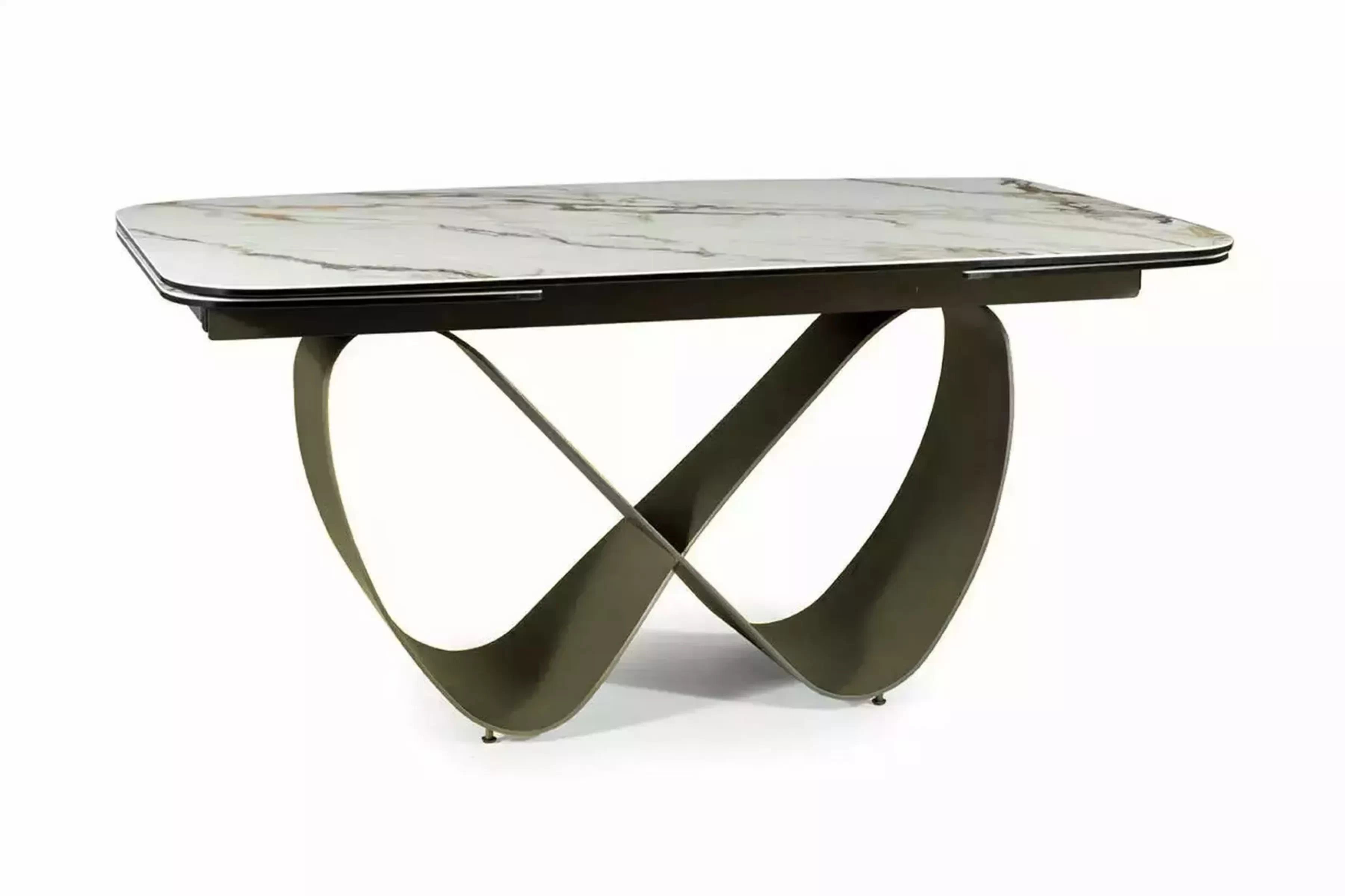 Rozkladací stôl Elunari 160-240x90 cm - mramor amber bianco / matná meď Stôl rozkladany Elunari 160-240x90 cm - mramor amber bianco / miedz mat