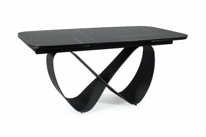 Rozkladací stôl Elunari 160-240x90 cm - mramor azario black / čierny mat