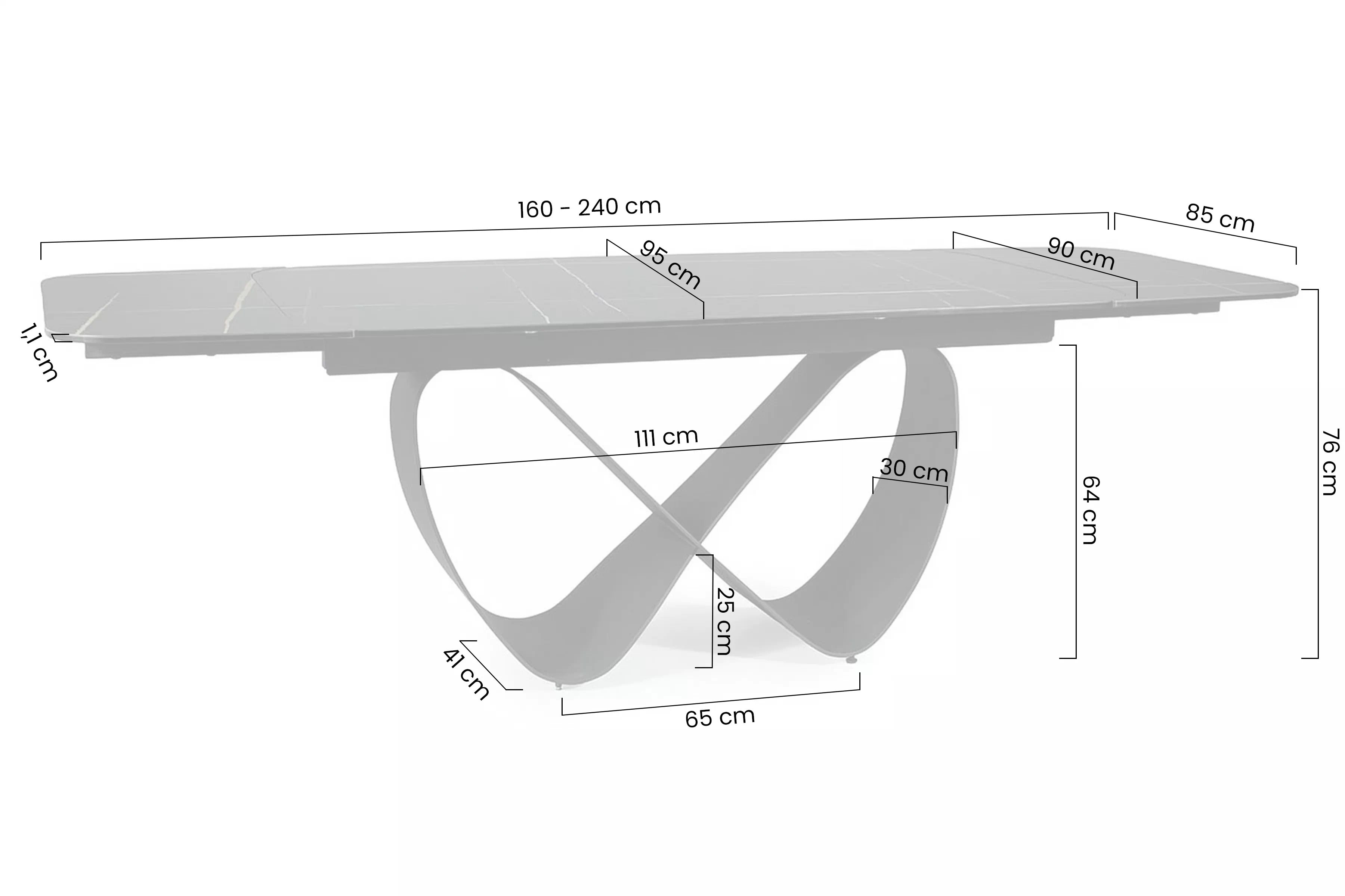 Rozkladací stôl Elunari 160-240x90 cm - mramor azario black / čierny mat Stôl rozkladany Elunari 160-240x90 cm - mramor azario black / Čierny mat