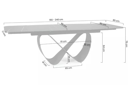 Rozkladací stôl Elunari 160-240x90 cm - prírodný mramor cloud / čierny mat Stôl rozkladany Elunari 160-240x90 cm - mramor natural cloud / Čierny mat