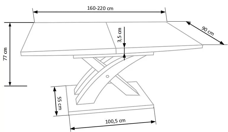 Rozkládací stůl Emoni 160-220x90 cm - černý Stůl rozkladany Emoni 160-220x90 cm - černá