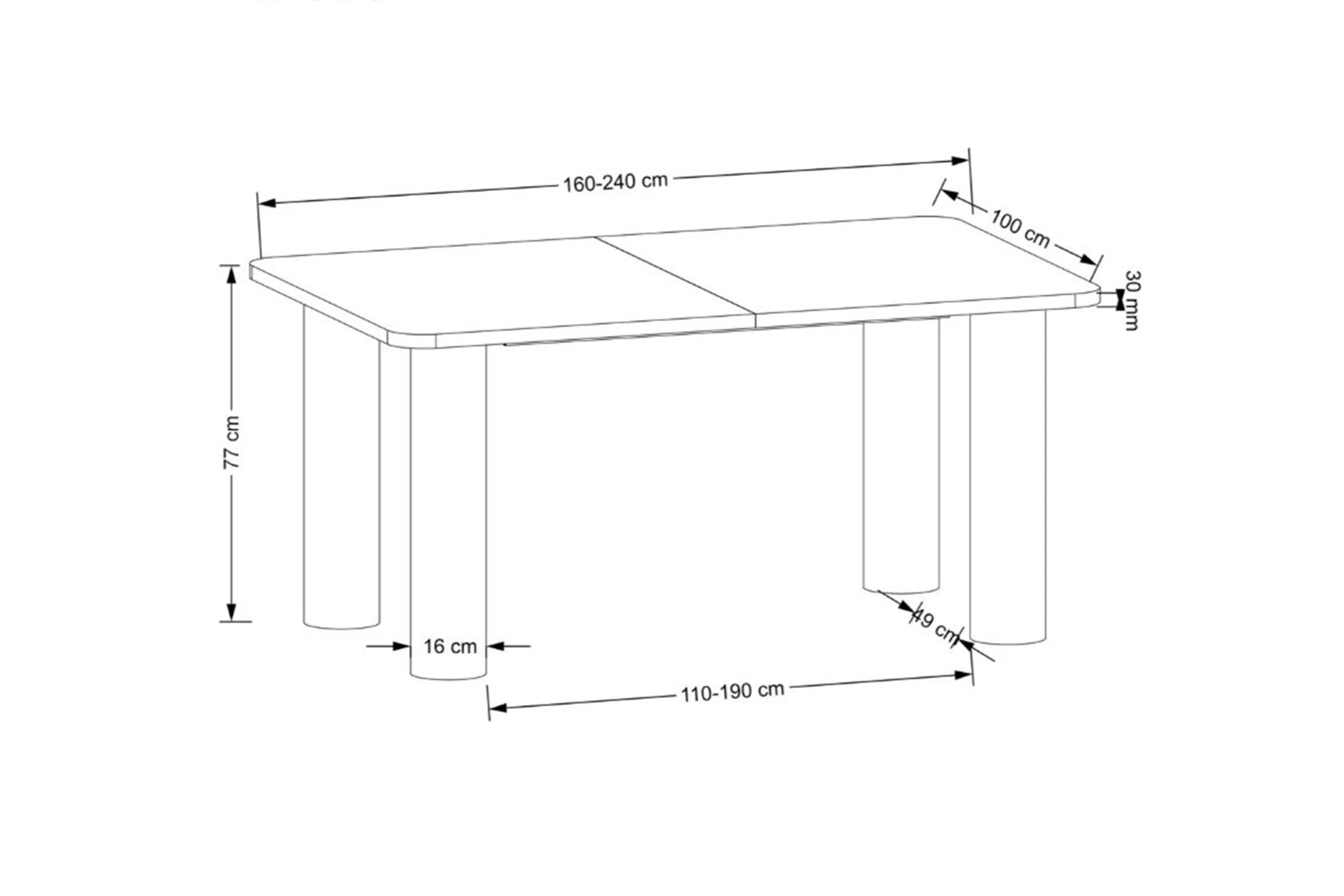 Rozkladací stôl Gravon 160-240x100 - prírodný dub Stôl rozkladany Gravon 160-240x100 prostokatny - Dub prírodné