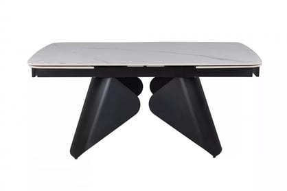 Rozkladací stôl Kalem 160-240x90 cm - biely mramor / čierny Stôl rozkladany Kalem 160-240x90 cm - Biely mramor / Čierny 
