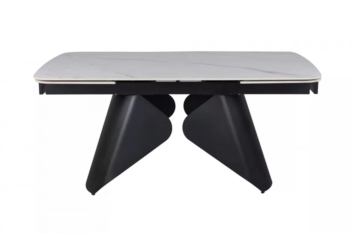 Rozkladací stôl Kalem 160-240x90 cm - biely mramor / čierny Stôl rozkladany Kalem 160-240x90 cm - Biely mramor / Čierny 
