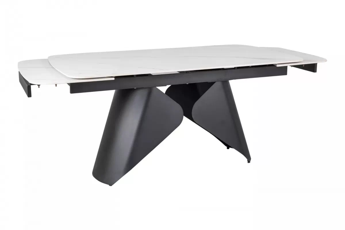 Rozkladací stôl Kalem 160-240x90 cm - biely mramor / čierny Stôl rozkladany Kalem 160-240x90 cm - Biely mramor / Čierny 