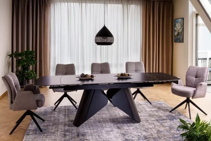 Rozkladací stôl Kalem 160-240x90 cm - čierny mramor / čierny Stôl rozkladany Kalem 160-240x90 cm - Čierny mramor / Čierny 