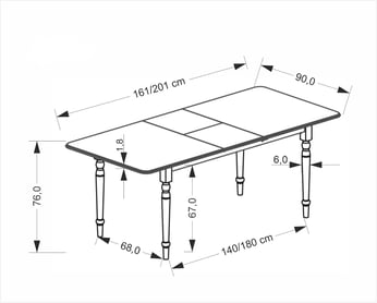 Rozkladací stôl Larco 160-200x90 cm - biely Stôl rozkladany Larco 160-200 x 90 cm - Biely