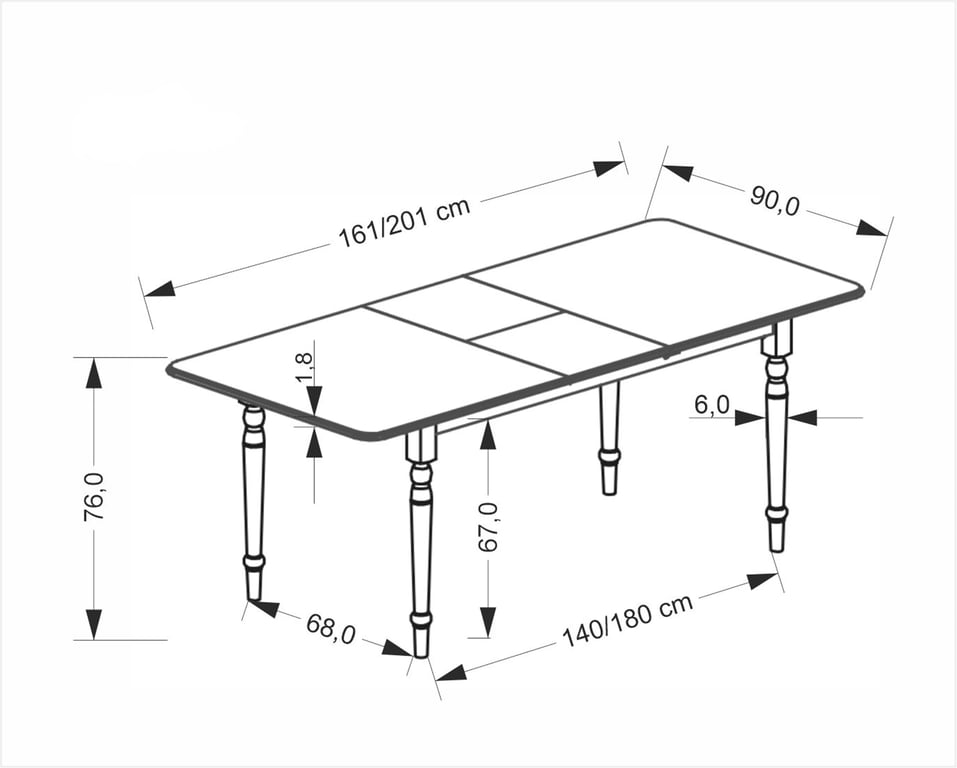 Rozkladací stôl Larco 160-200x90 cm - biely Stôl rozkladany Larco 160-200 x 90 cm - Biely