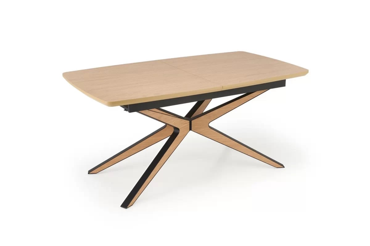 Rozkladací stôl Lenvaro 160-220x90 cm - svetlohnedý / čierny Stôl rozkladany Lenvaro 160-220x90 cm - svetlo hnedý / Čierny