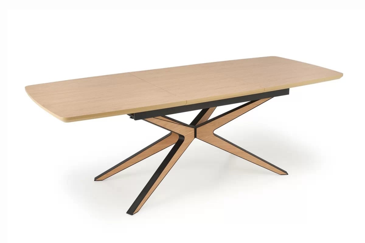 Rozkladací stôl Lenvaro 160-220x90 cm - svetlohnedý / čierny Stôl rozkladany Lenvaro 160-220x90 cm - svetlo hnedý / Čierny