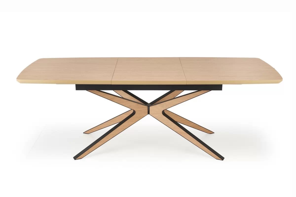 Rozkladací stôl Lenvaro 160-220x90 cm - svetlohnedý / čierny Stôl rozkladany Lenvaro 160-220x90 cm - svetlo hnedý / Čierny