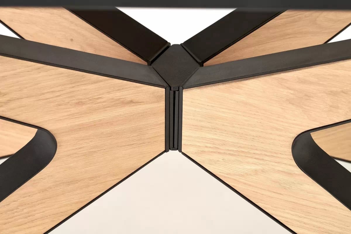 Rozkladací stôl Lenvaro 160-220x90 cm - svetlohnedý / čierny Stôl rozkladany Lenvaro 160-220x90 cm - svetlo hnedý / Čierny