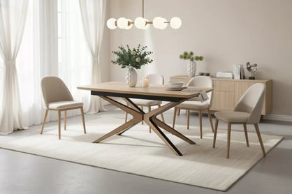 Rozkládací stůl Lenvaro 160-220x90 cm - světle hnědý / černý Stůl rozkladany Lenvaro 160-220x90 cm - světle hnědá / černá