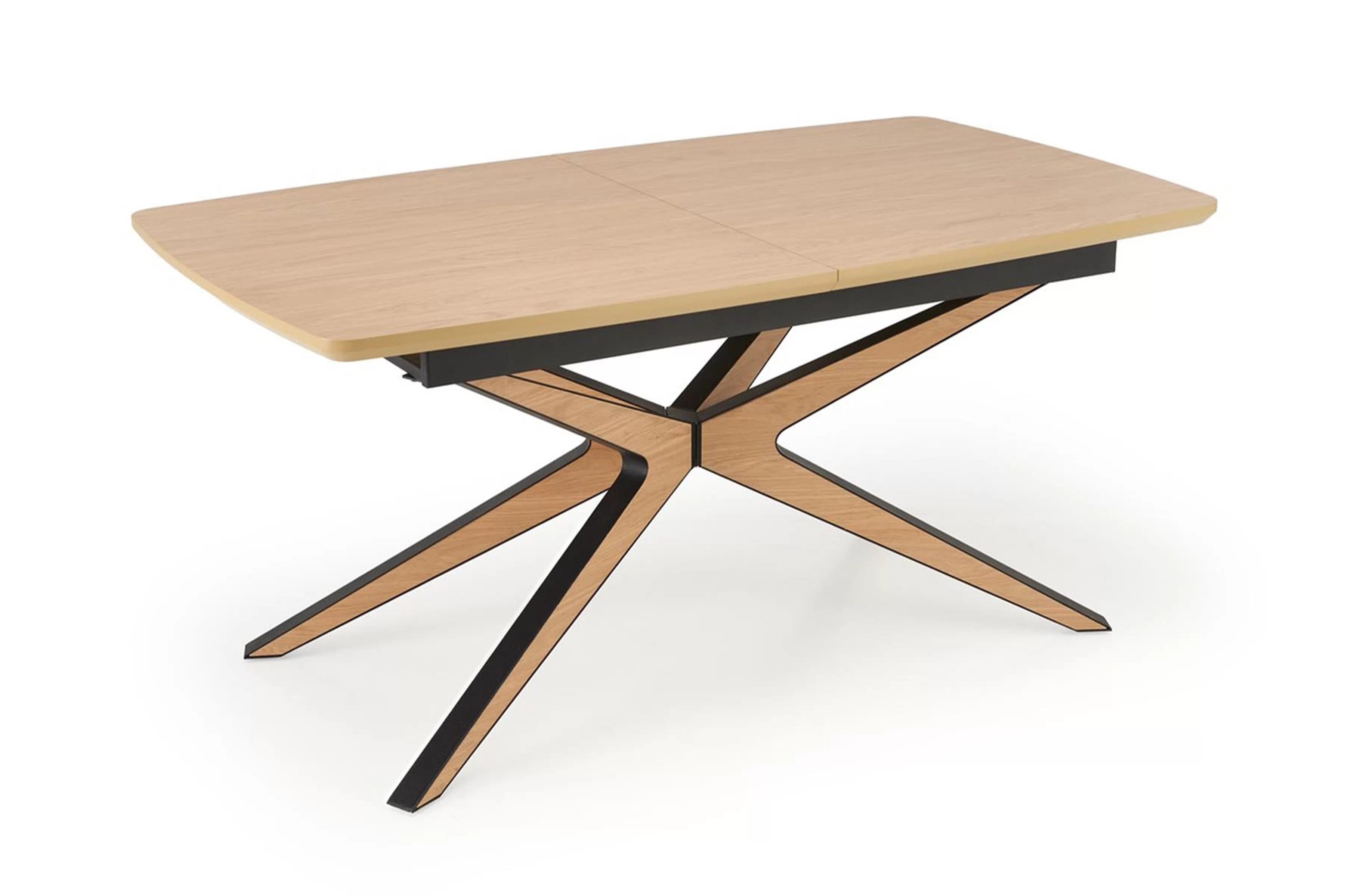 Rozkladací stôl Lenvaro 160-220x90 cm - svetlohnedý / čierny Stôl rozkladany Lenvaro 160-220x90 cm - svetlo hnedý / Čierny