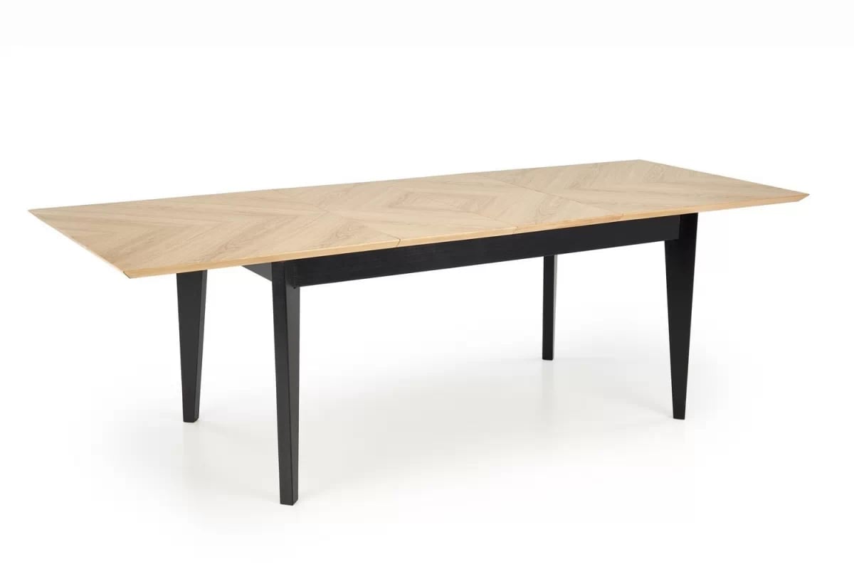Rozkládací jídelní stůl Liroden 160-240x90 cm dřevěný - dub přírodní / černá Stůl rozkladany Liroden 160-240x90 cm dřevo - dub přírodní / černá