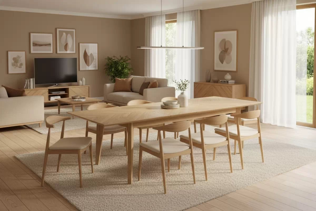 Rozkládací jídelní stůl Liroden 160-240x90 cm dřevěný - přírodní dub Stůl rozkladany Liroden 160-240x90 cm dřevo - dub přírodní