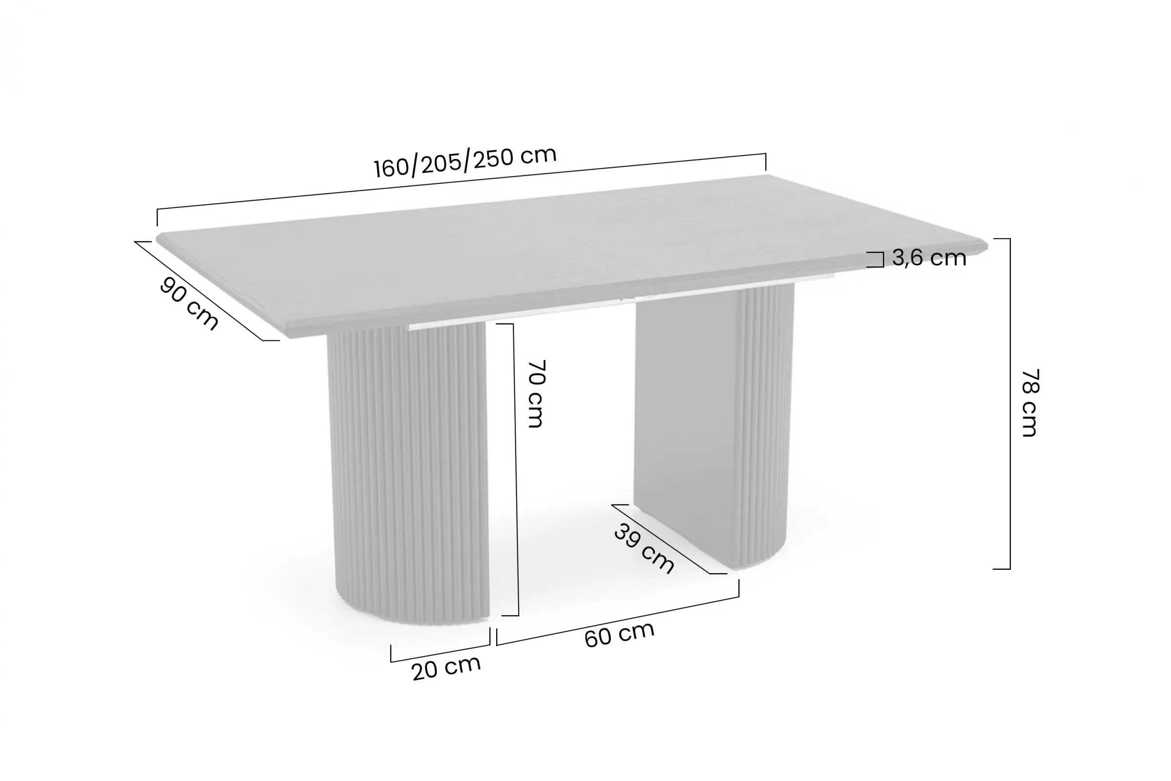 Rozkladací jedálenský stôl Lorero 160-250x90 cm - prírodný dub / čierny Stôl rozkladany Lorero 160-250x90 cm - Dub prírodné / Čierny