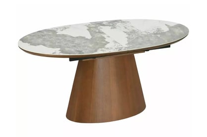 Rozkladací stôl Lurta 160-200x90 cm keramický - biely mramor / tmavý orech