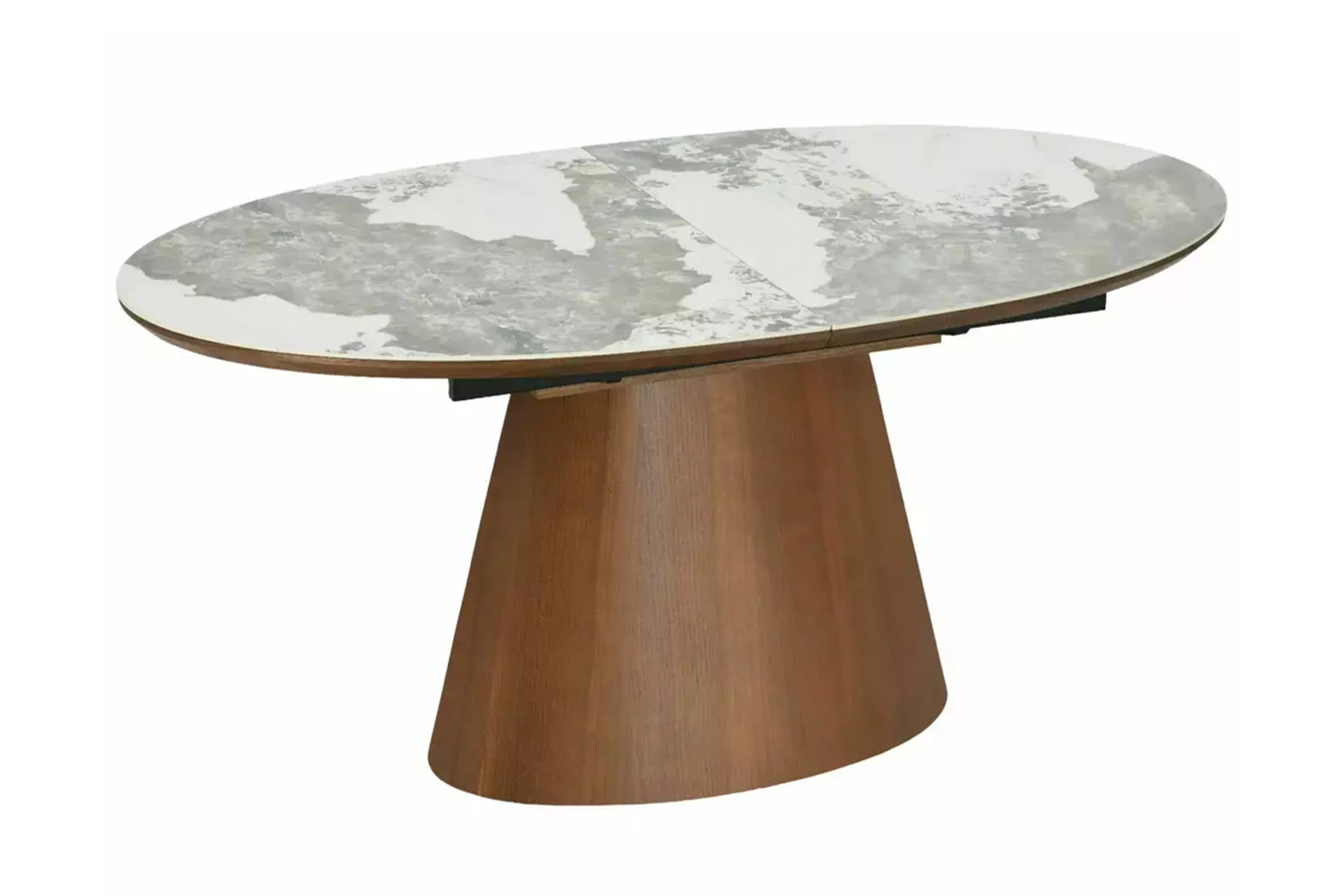 Rozkladací stôl Lurta 160-200x90 cm keramický - biely mramor / tmavý orech Stôl rozkladany Lurta 160-200x90 cm ceramiczny - Biely mramor / Tmavý orech