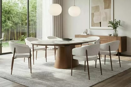 Rozkladací stôl Lurta 160-200x90 cm keramický - biely mramor / tmavý orech Stôl rozkladany Lurta 160-200x90 cm ceramiczny - Biely mramor / Tmavý orech