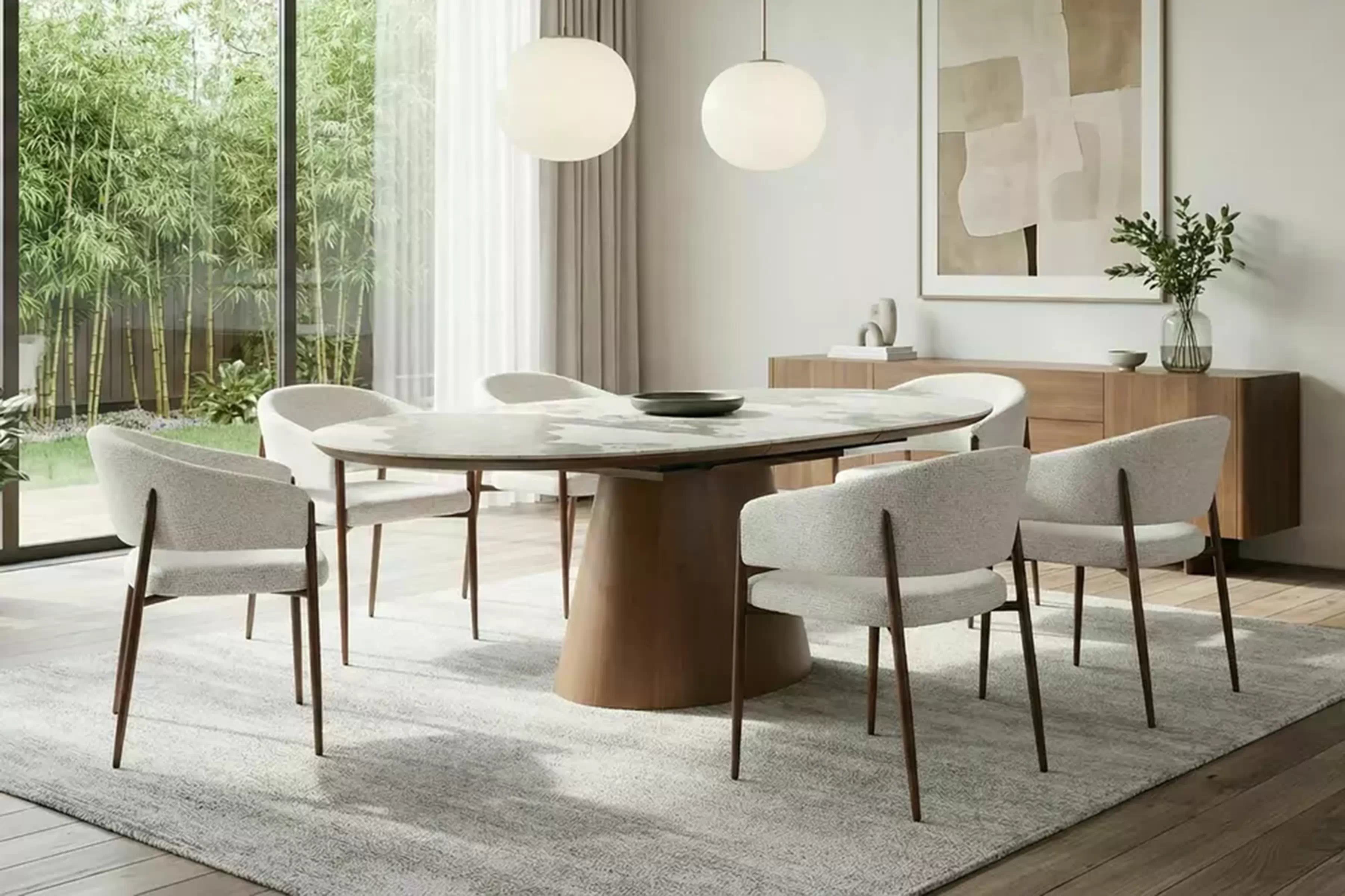 Rozkladací stôl Lurta 160-200x90 cm keramický - biely mramor / tmavý orech Stôl rozkladany Lurta 160-200x90 cm ceramiczny - Biely mramor / Tmavý orech