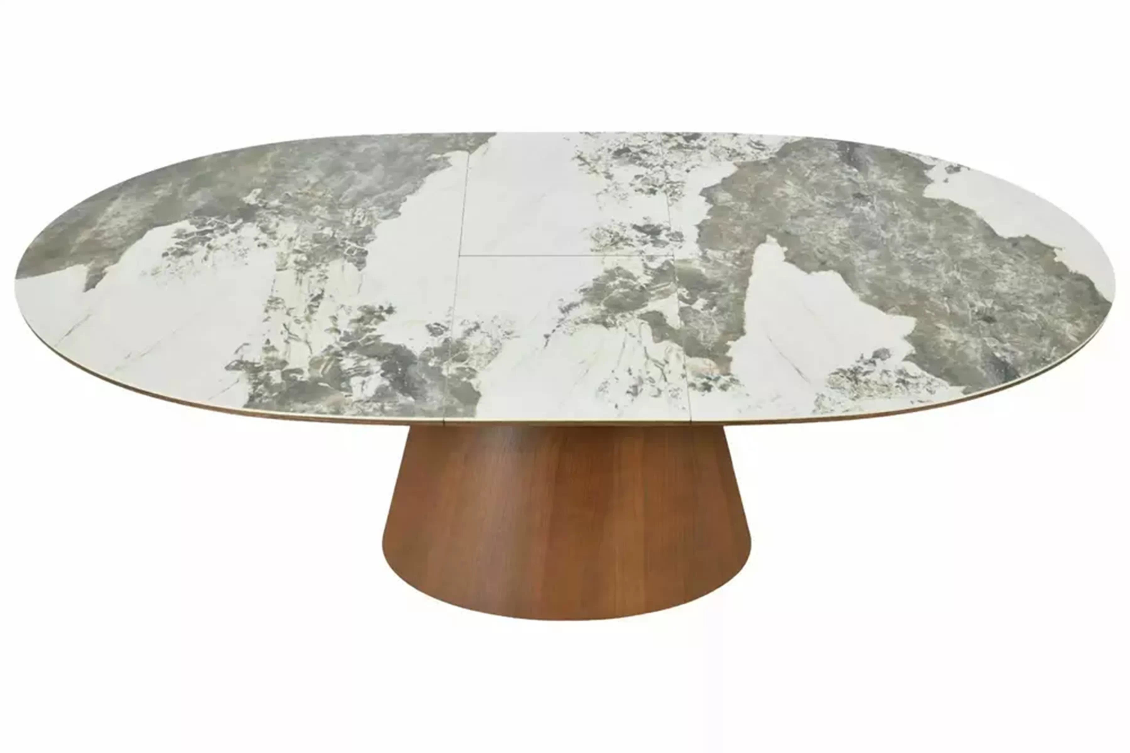 Rozkladací stôl Lurta 160-200x90 cm keramický - biely mramor / tmavý orech Stôl rozkladany Lurta 160-200x90 cm ceramiczny - Biely mramor / Tmavý orech