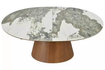 Rozkladací stôl Lurta 160-200x90 cm keramický - biely mramor / tmavý orech Stôl rozkladany Lurta 160-200x90 cm ceramiczny - Biely mramor / Tmavý orech