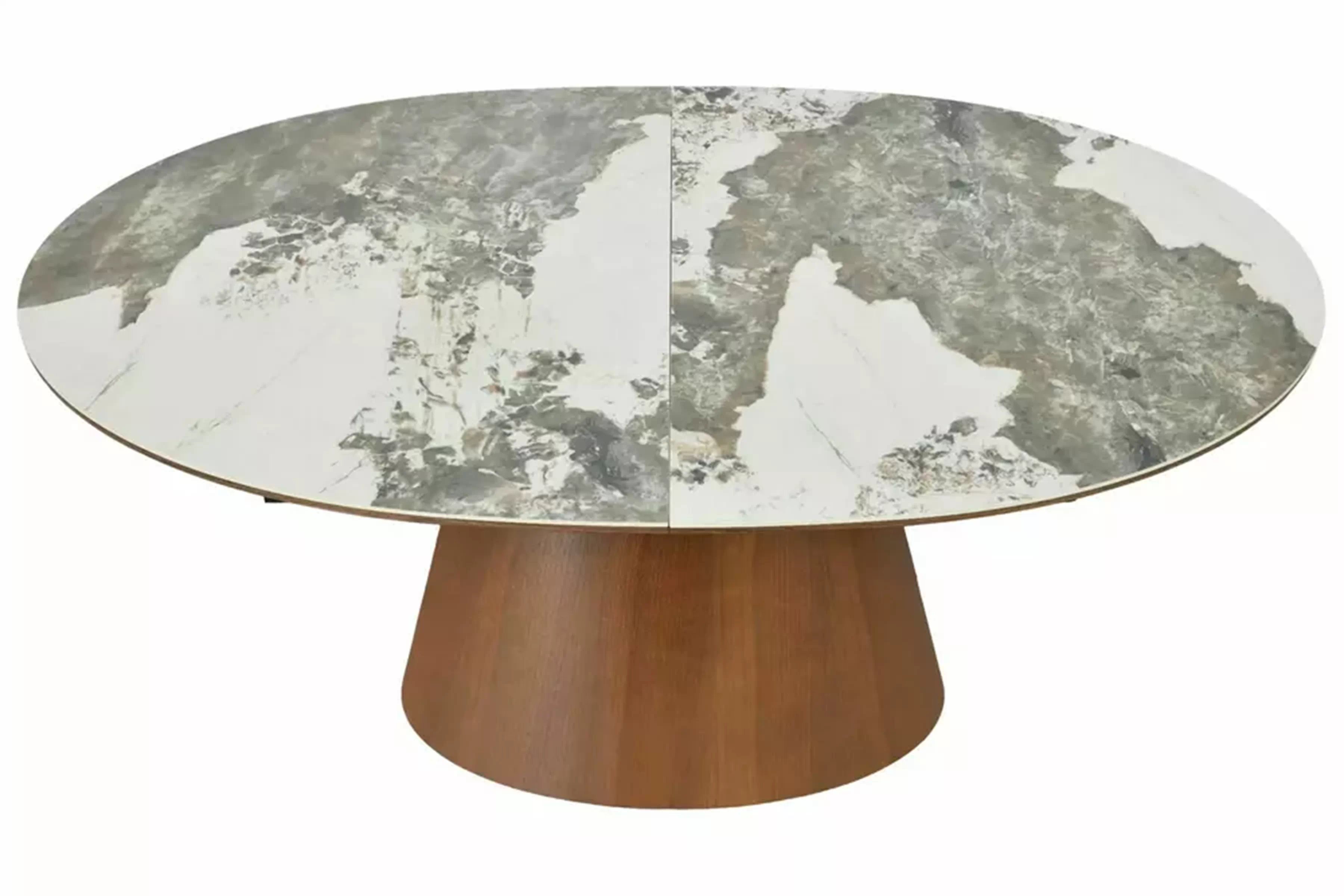 Rozkladací stôl Lurta 160-200x90 cm keramický - biely mramor / tmavý orech Stôl rozkladany Lurta 160-200x90 cm ceramiczny - Biely mramor / Tmavý orech