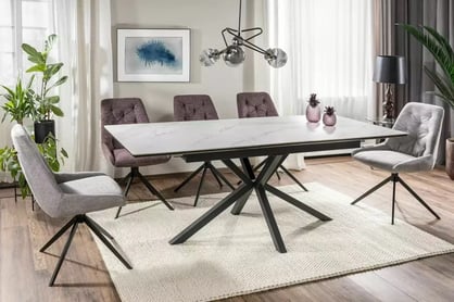 Rozkladací stôl Monzari 160-200x90 cm keramický - matná biela / čierna Stôl rozkladany Monzari 160-200x90 cm ceramiczny - biely mat / Čierny