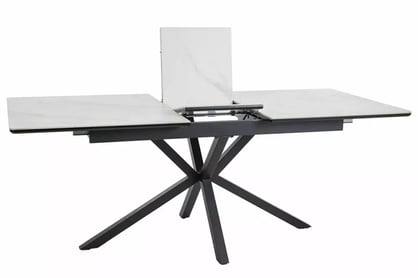 Rozkladací stôl Monzari 160-200x90 cm keramický - matná biela / čierna Stôl rozkladany Monzari 160-200x90 cm ceramiczny - biely mat / Čierny