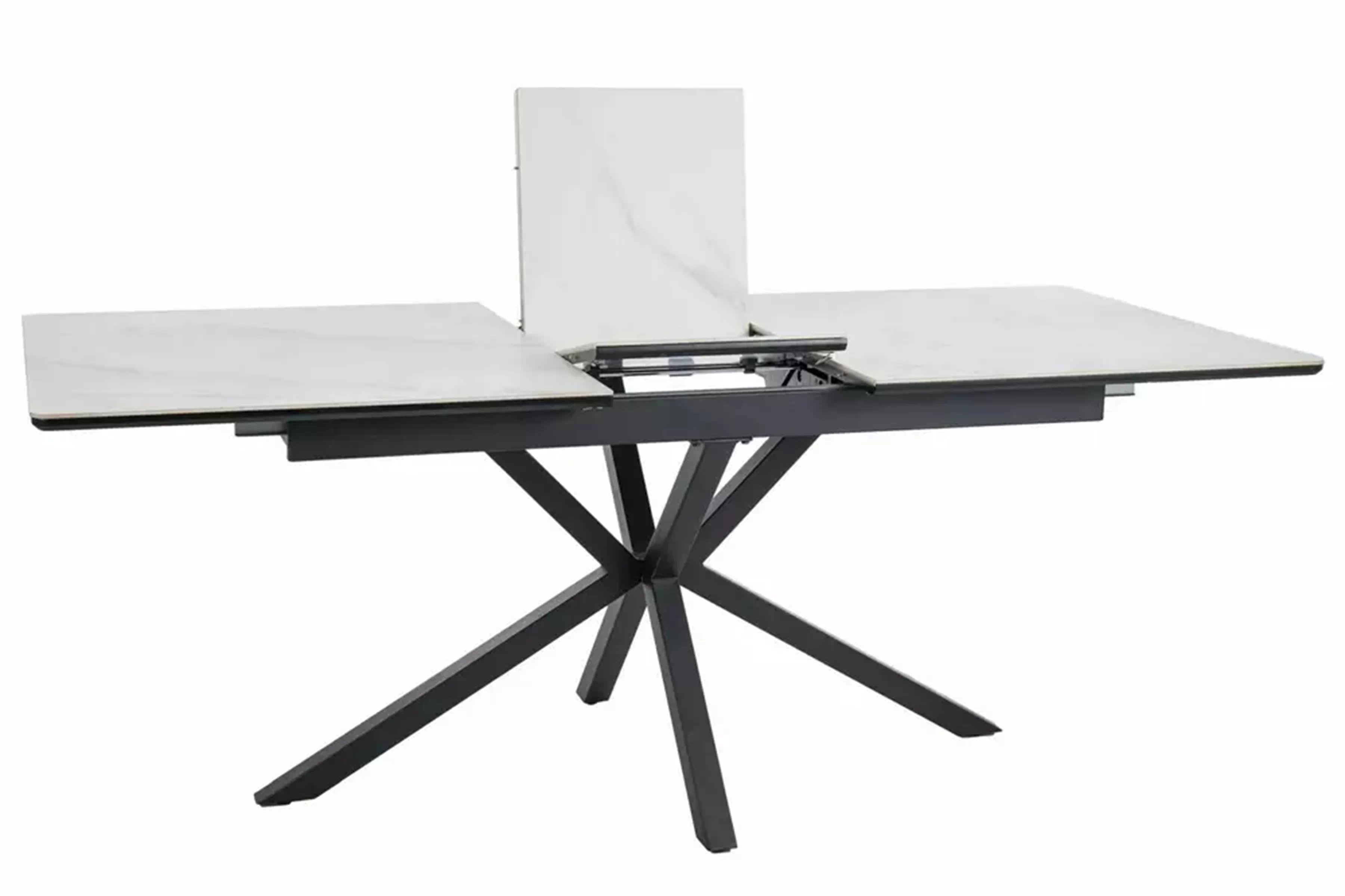 Rozkladací stôl Monzari 160-200x90 cm keramický - matná biela / čierna Stôl rozkladany Monzari 160-200x90 cm ceramiczny - biely mat / Čierny