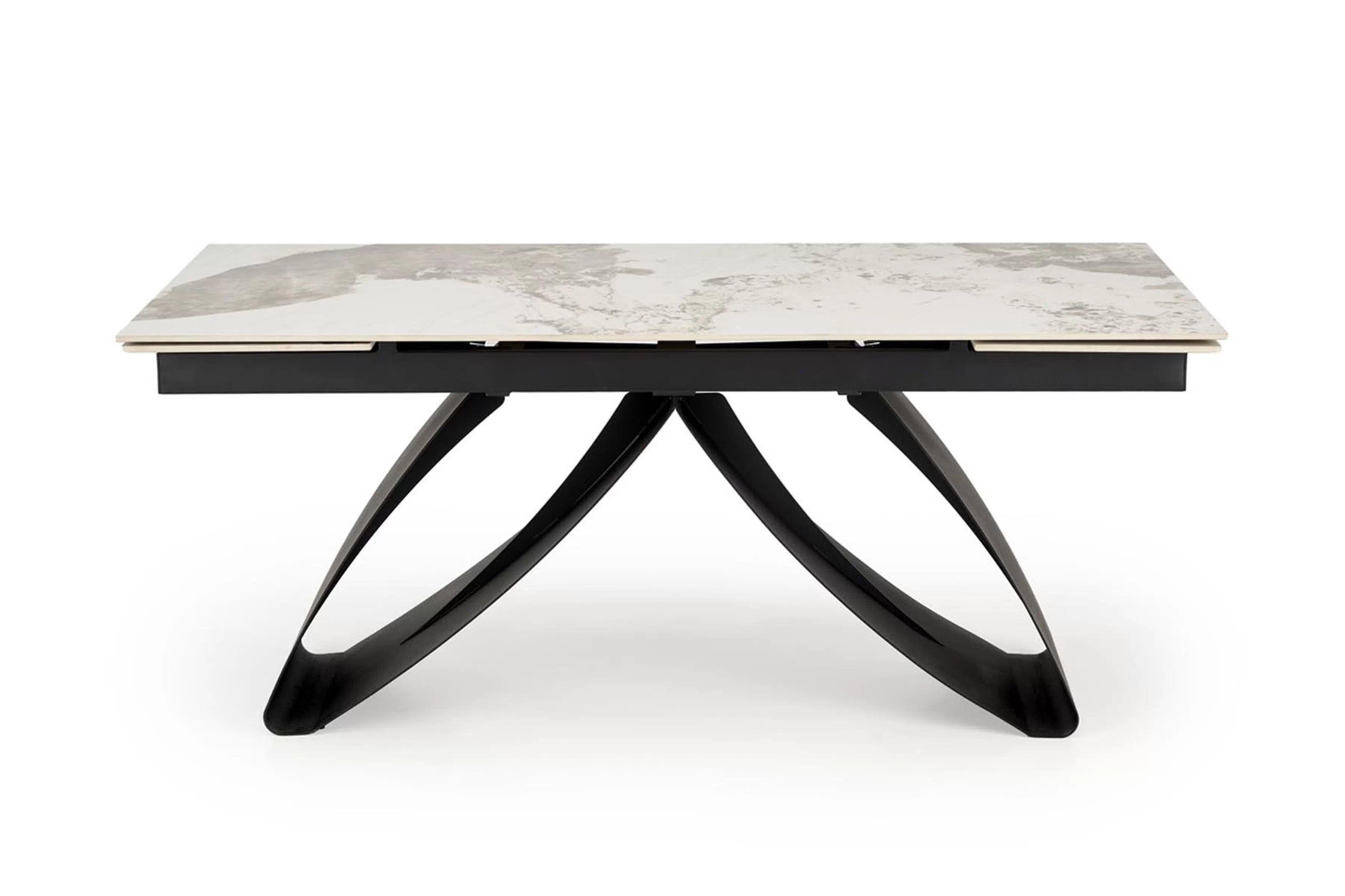 Rozkladací stôl Morvian 180-260x90 cm - biely mramor / čierna Stôl rozkladany Morvian 180-260x90 cm - Biely mramor / Čierny