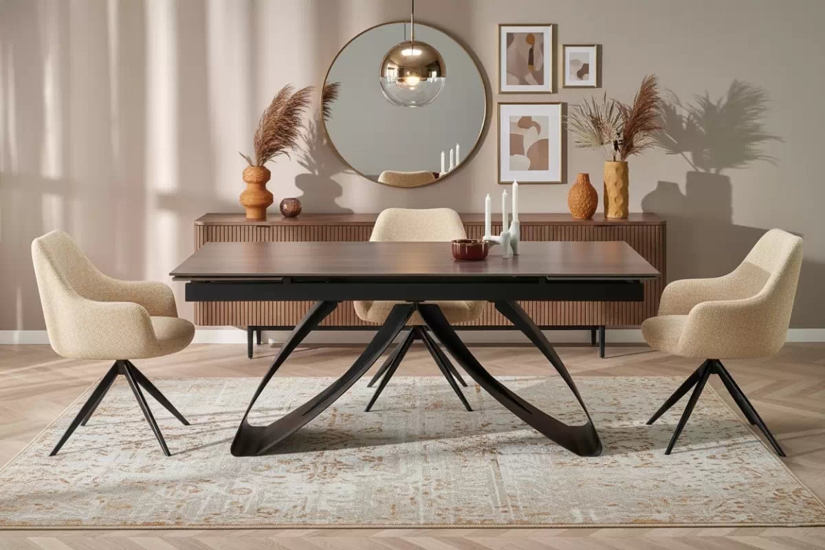 Rozkládací stůl Morvian 180-260x90 cm - ořech / černá Stůl rozkladany Morvian 180-260x90 cm - ořech / černá