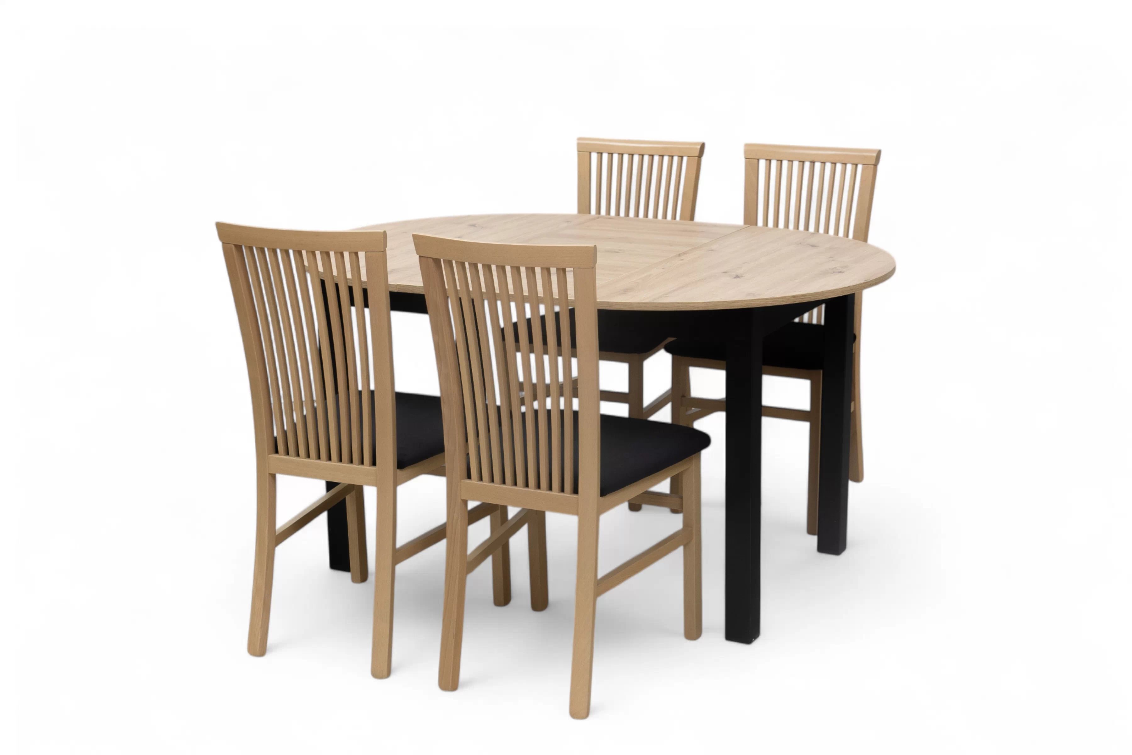 Kulatý rozkládací stůl Neryt 102-142 cm - dub artisan / černá Stůl rozkladany Neryt 102-142x102 cm okragly - dub artisan / černá