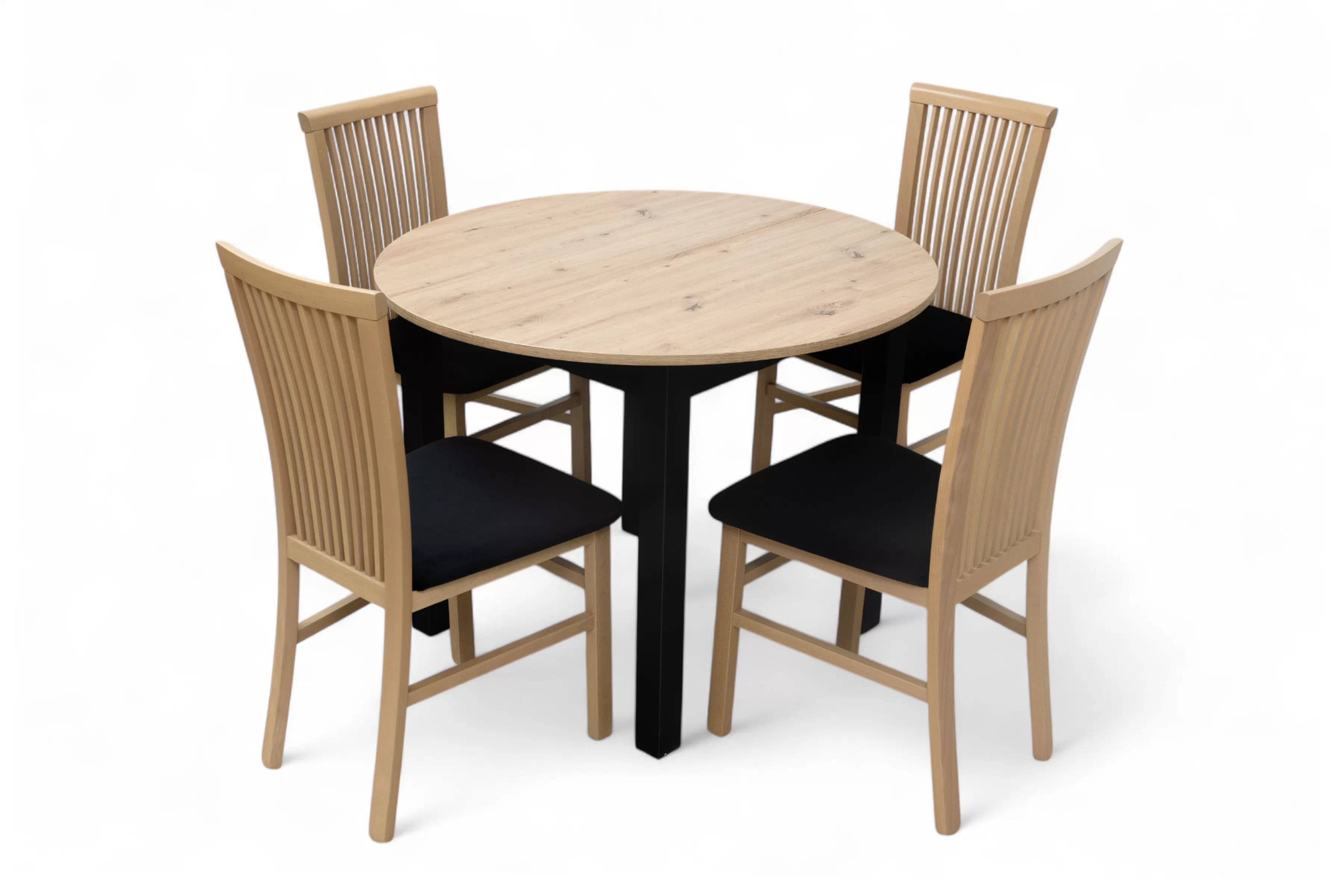 Kulatý rozkládací stůl Neryt 102-142 cm - dub artisan / černá Stůl rozkladany Neryt 102-142x102 cm okragly - dub artisan / černá