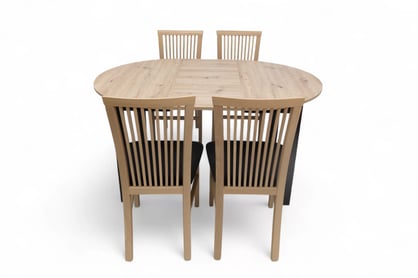 Rozkladací jedálenský stôl Neryt 102-142x102 cm - dub artisan / čierna Stôl rozkladany Neryt 102-142x102 cm okrúhly- Dub artisan / Čierny