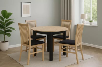 Rozkladací jedálenský stôl Neryt 102-142x102 cm - dub artisan / čierna Stôl rozkladany Neryt 102-142x102 cm okrúhly- Dub artisan / Čierny