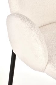 Rozkladací jedálenský stôl Nolvari so 4 čalúnenými stoličkami Estavio – biely mramor / krémová boucle Stôl rozkladany Nolvari z czterema tapicerowanymi krzeslami Estavio - Biely mramor / boucle Krémový 