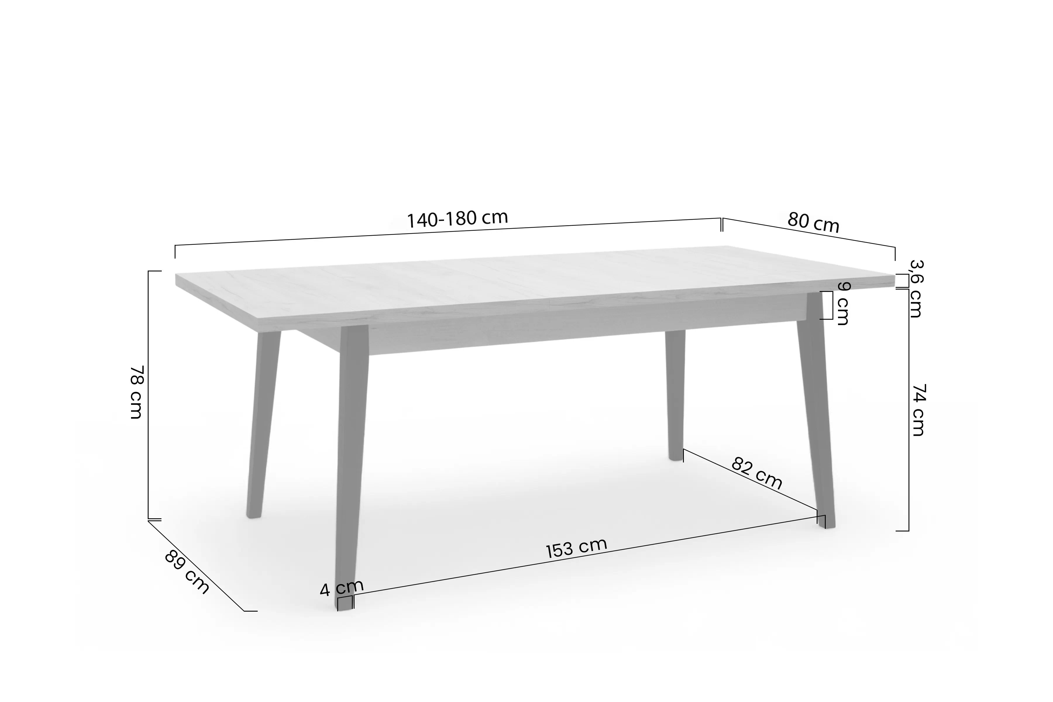 Rozkládací jídelní stůl Paris - 140-180x80 cm - dub craft / černé nohy Stůl rozkladany Paris 140-180x80 cm - dub craft / černé nožičky