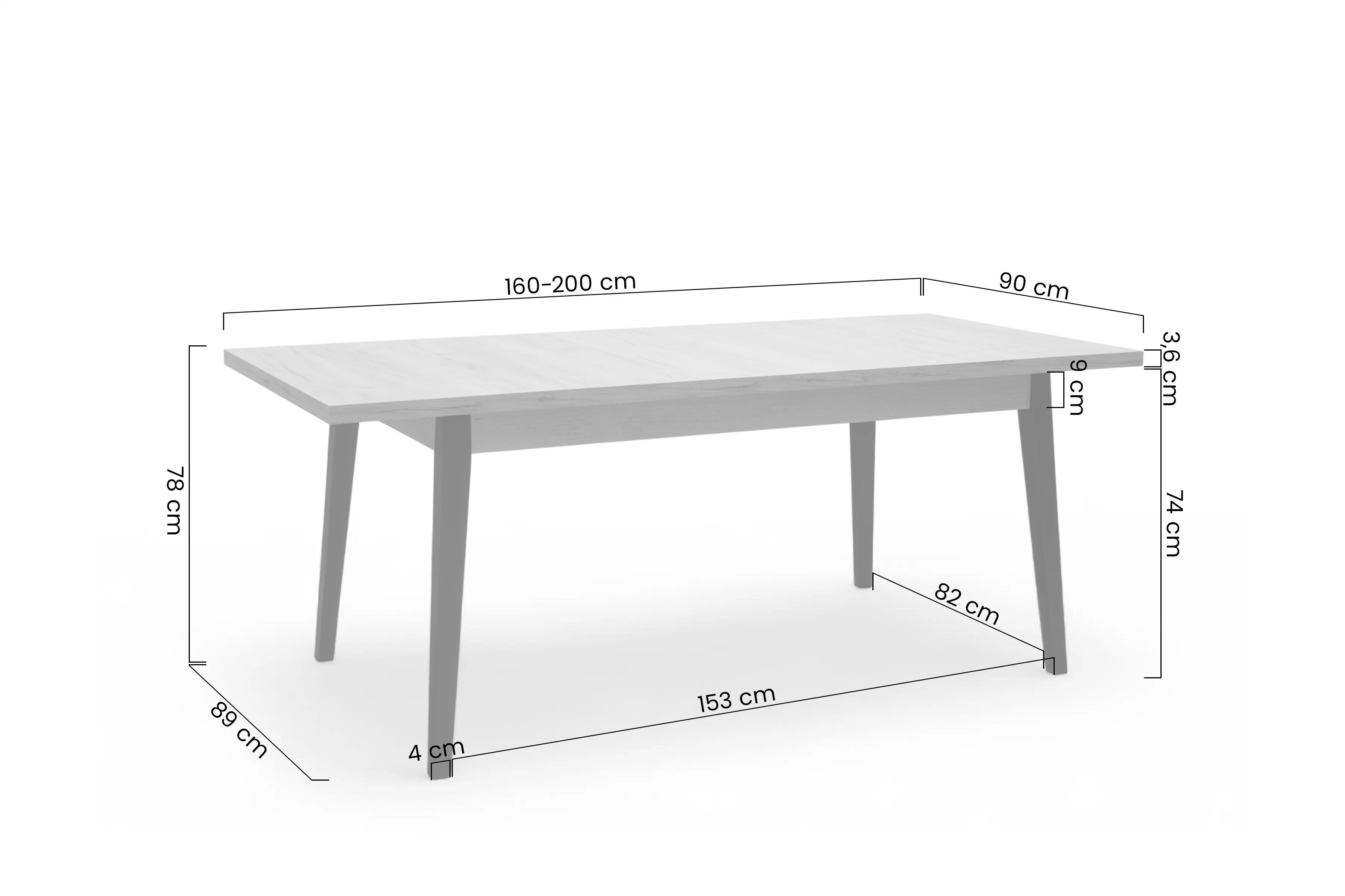 Rozkládací jídelní stůl Paris - 160-200x90 cm - dub craft / černé nohy Stůl rozkladany Paris 160-200x90 cm - dub craft / černé nožičky