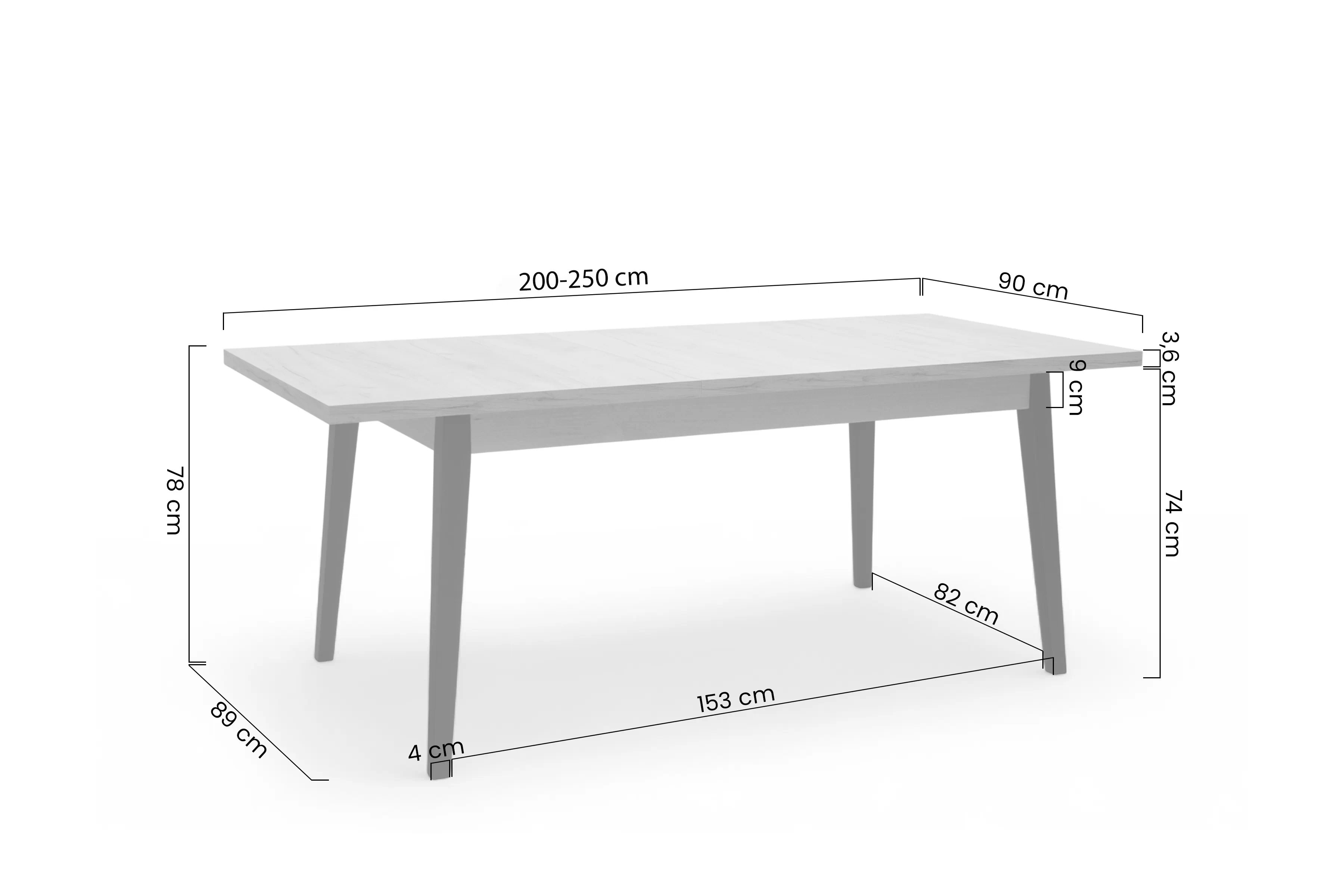 Rozkládací jídelní stůl Paris - 200-250x90 cm - dub craft / černé nohy Stůl rozkladany Paris 200-250x90 cm - dub craft / černé nožičky