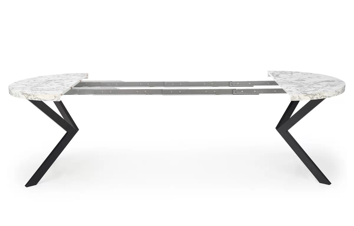 Okrúhly rozkladací stôl Peroni - 100-250x100 cm - biely mramor / čierna Stôl rozkladany peroni - Biely mramor / Čierny