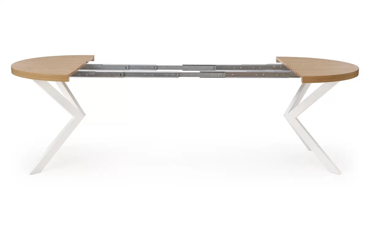 Okrúhly rozkladací stôl Peroni 100-250x100 cm - dub zlatý / biela Stôl rozkladany peroni - Dub zlaté / Biely