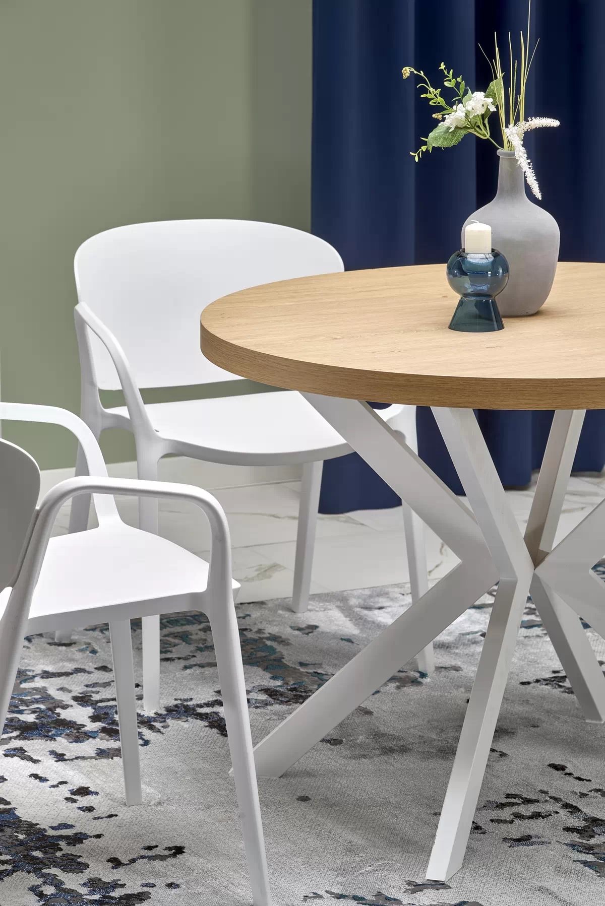 Okrúhly rozkladací stôl Peroni 100-250x100 cm - dub zlatý / biela Stôl rozkladany peroni - Dub zlaté / Biely