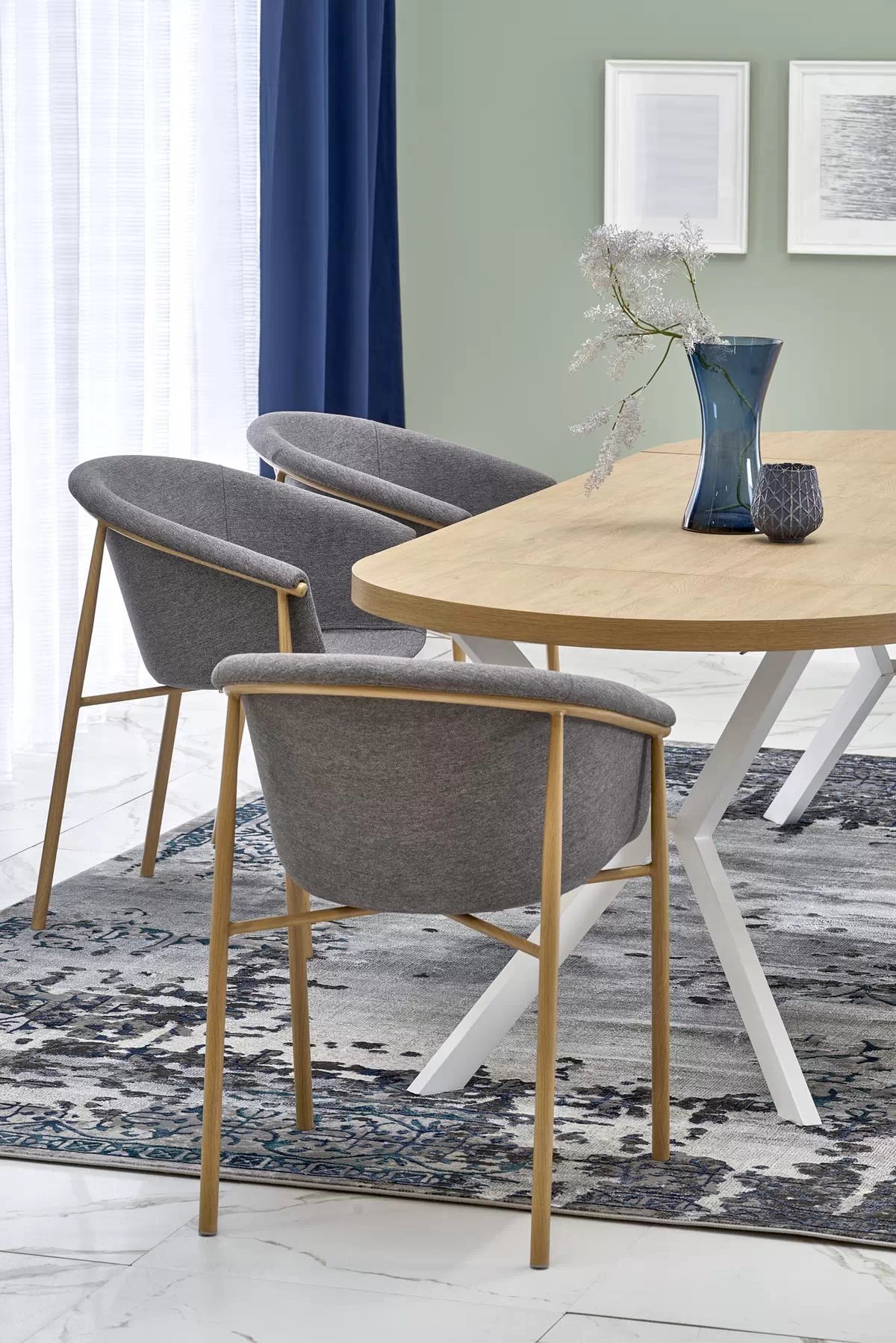 Okrúhly rozkladací stôl Peroni 100-250x100 cm - dub zlatý / biela Stôl rozkladany peroni - Dub zlaté / Biely