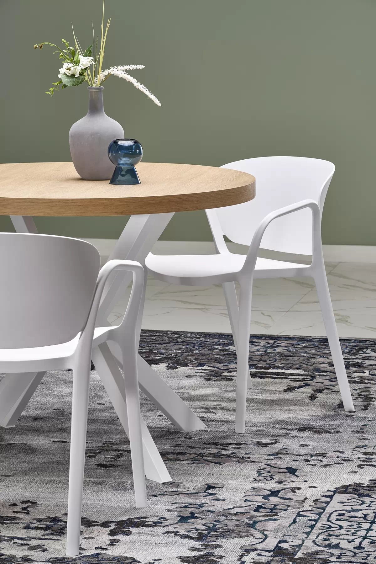 Okrúhly rozkladací stôl Peroni 100-250x100 cm - dub zlatý / biela Stôl rozkladany peroni - Dub zlaté / Biely